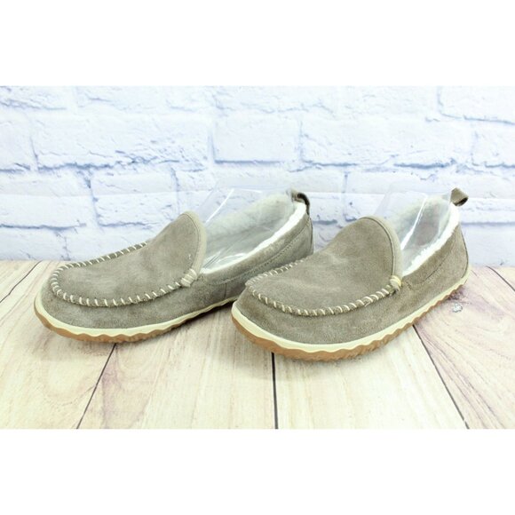 LL Bean Mountain Slippers Moccasin Suede Dark Cement Size 9 M - Picture 2 of 9